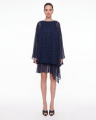 Embellished Sheer Balloon-Hem Maxi Dress - Navy