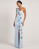 Orchid Embellished Cutout Slit Maxi Dress - Light Blue