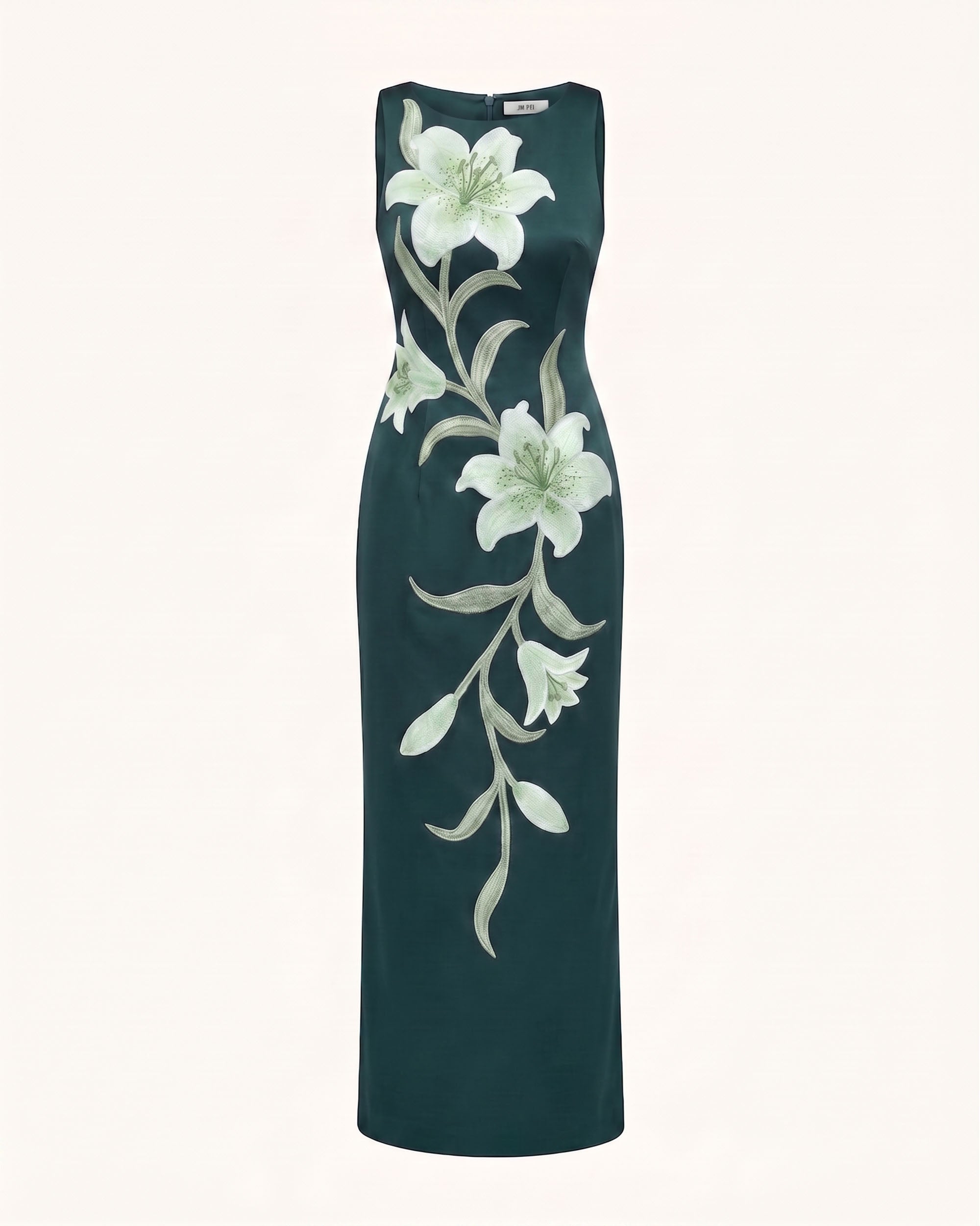Lily Floral Print Sleeveless Column Maxi Dress - Dark Green
