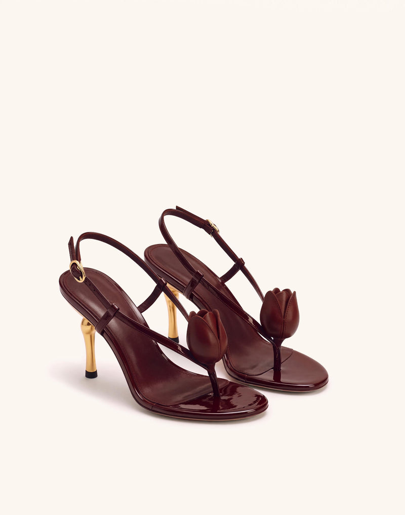 Amara 3D Tulip Toe-Post Heels - Burgundy