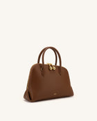 Nerina Pebbled Dome Top Handle Bag - Brown