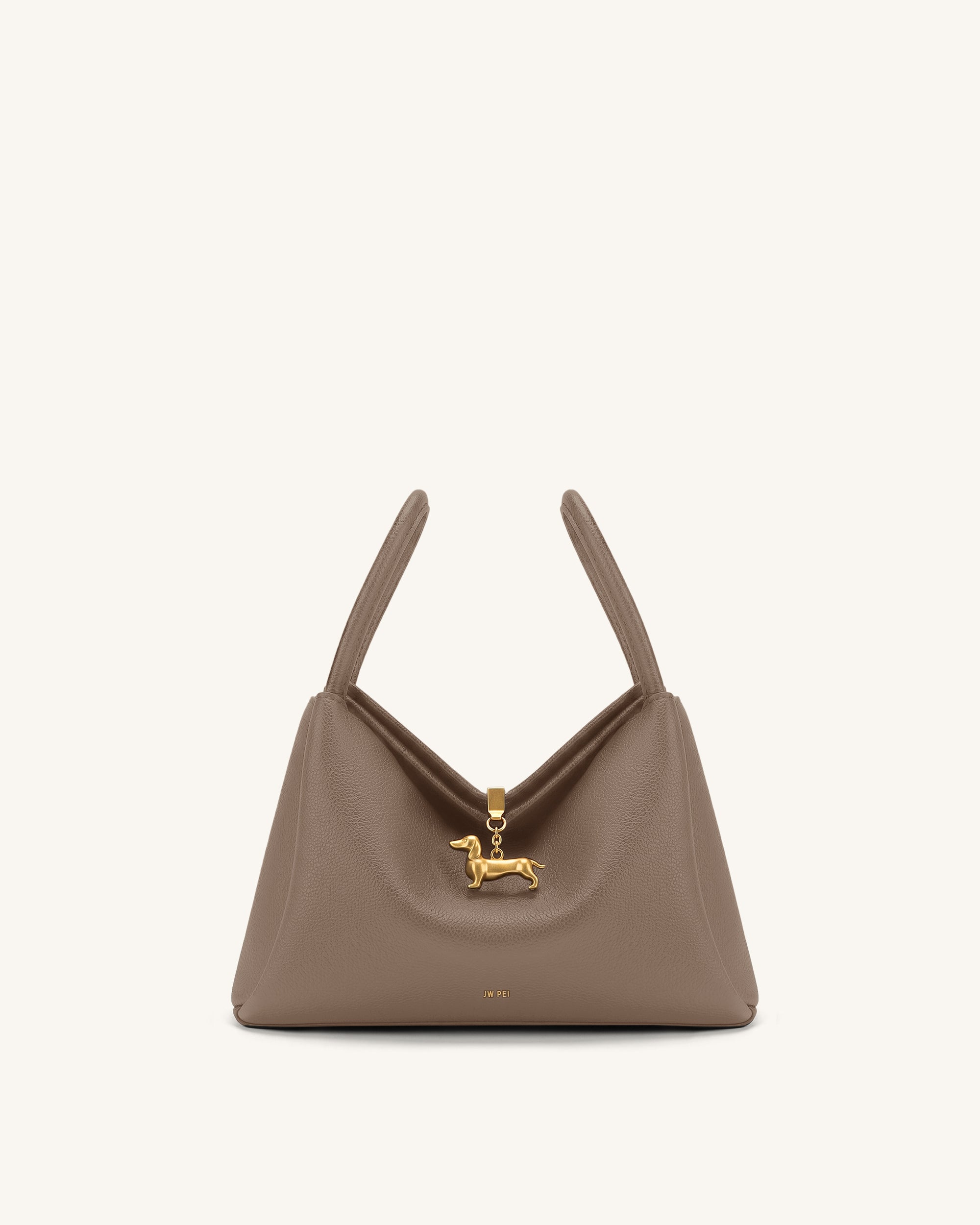 Maelle Dachshund Charm Double Handle Bag - Dark Khaki