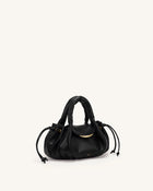 Nerissa Ruched Flap Top Handle Bag - Black