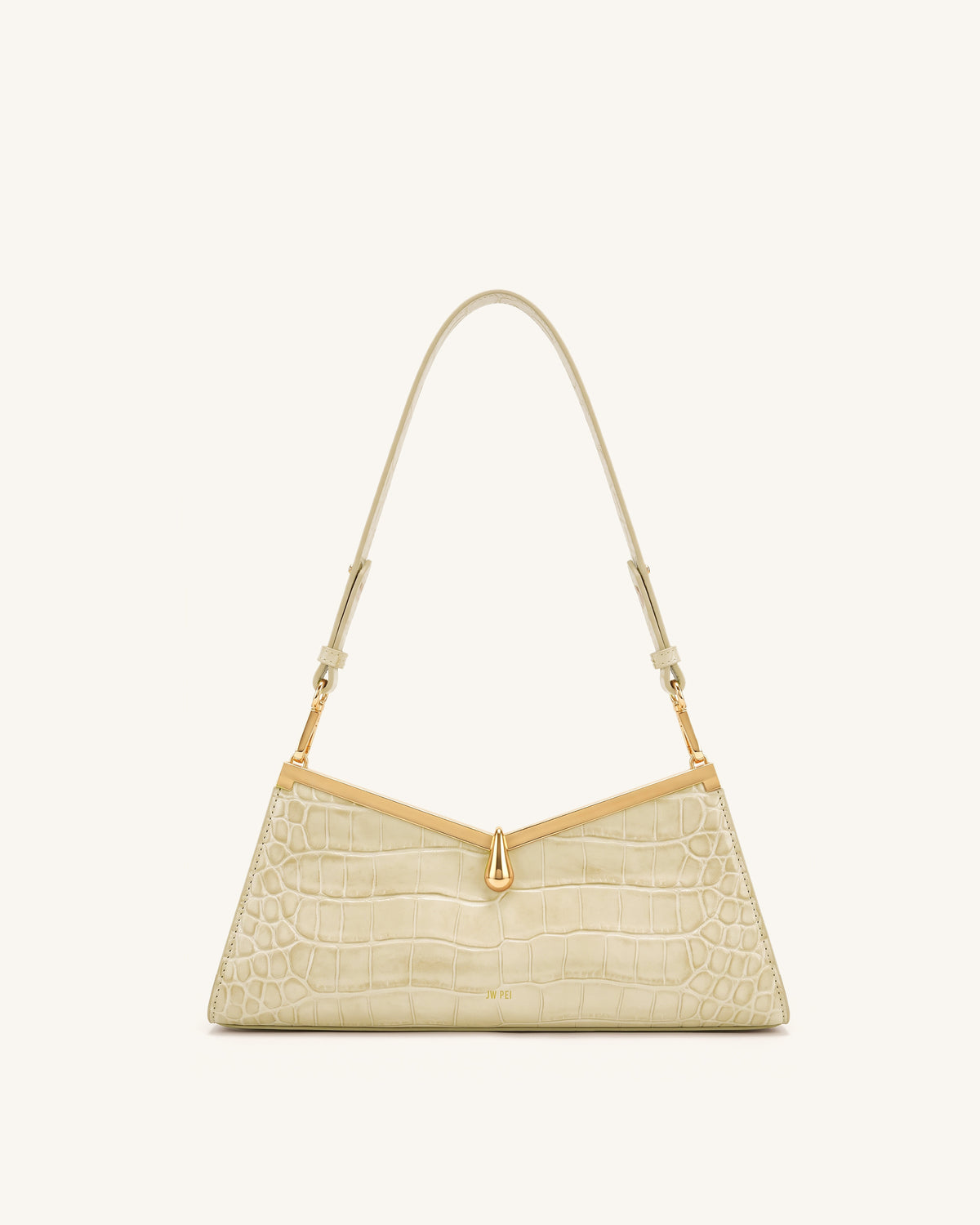 Nerina V-Frame Shoulder Bag - Apricot Croc
