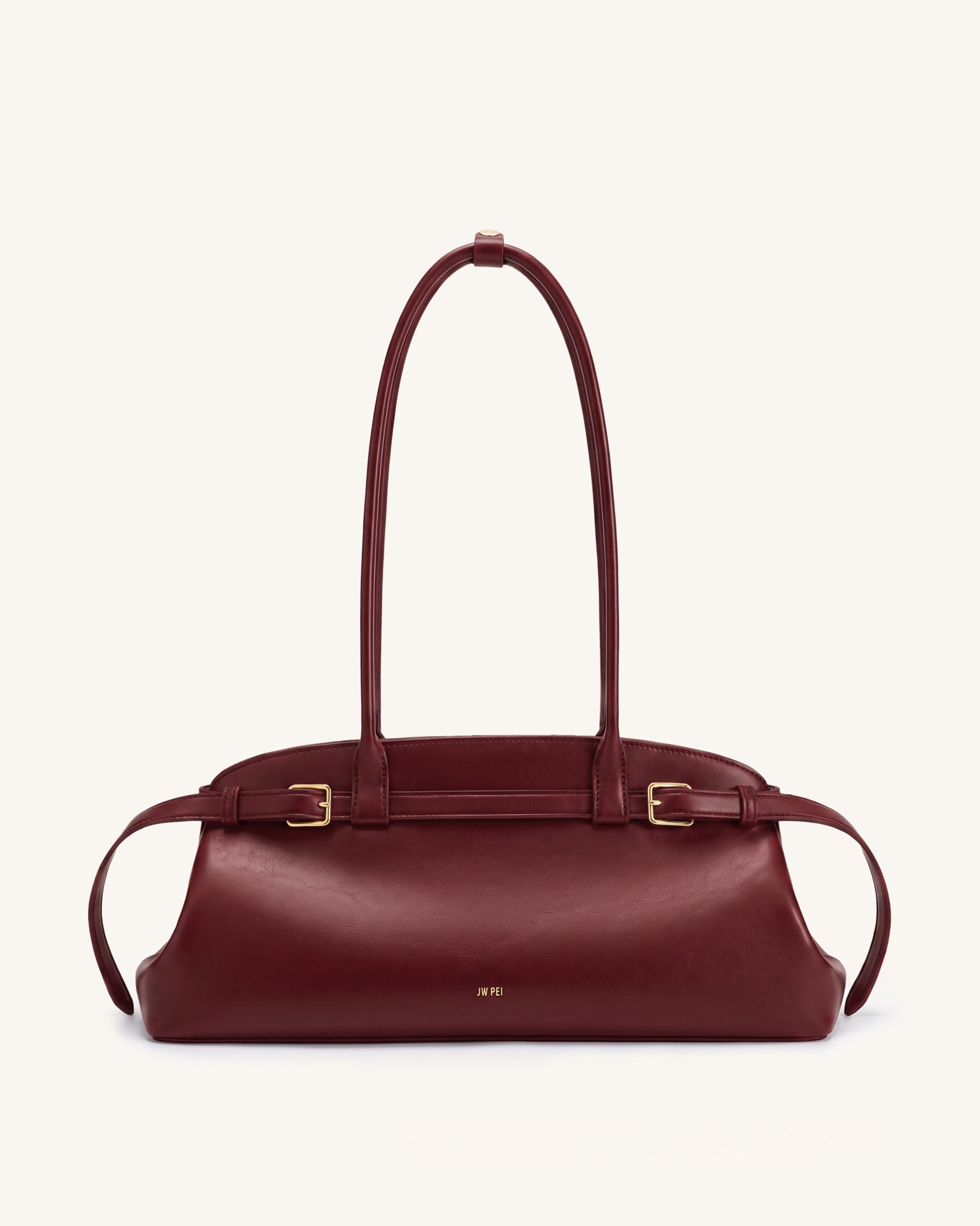 Arden Belt Detail East-West Shoulder Bag - Berry Red