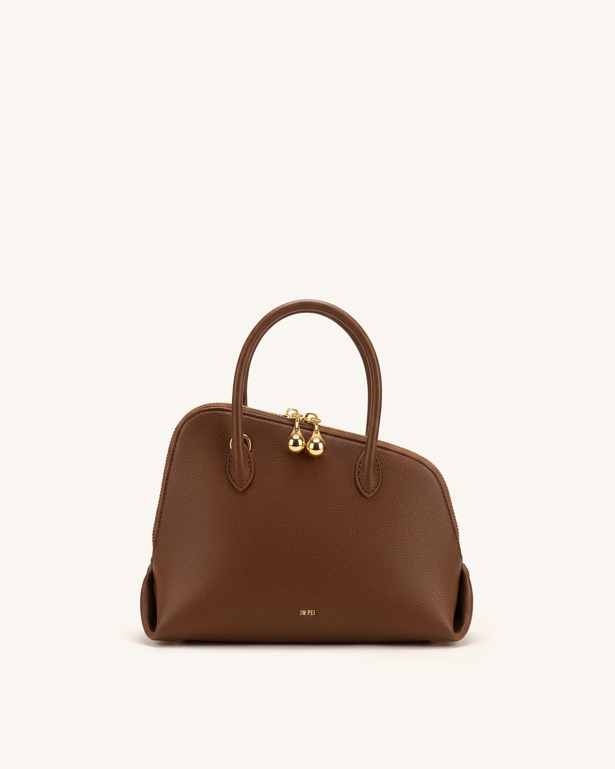 Nerina Pebbled Dome Top Handle Bag - Brown