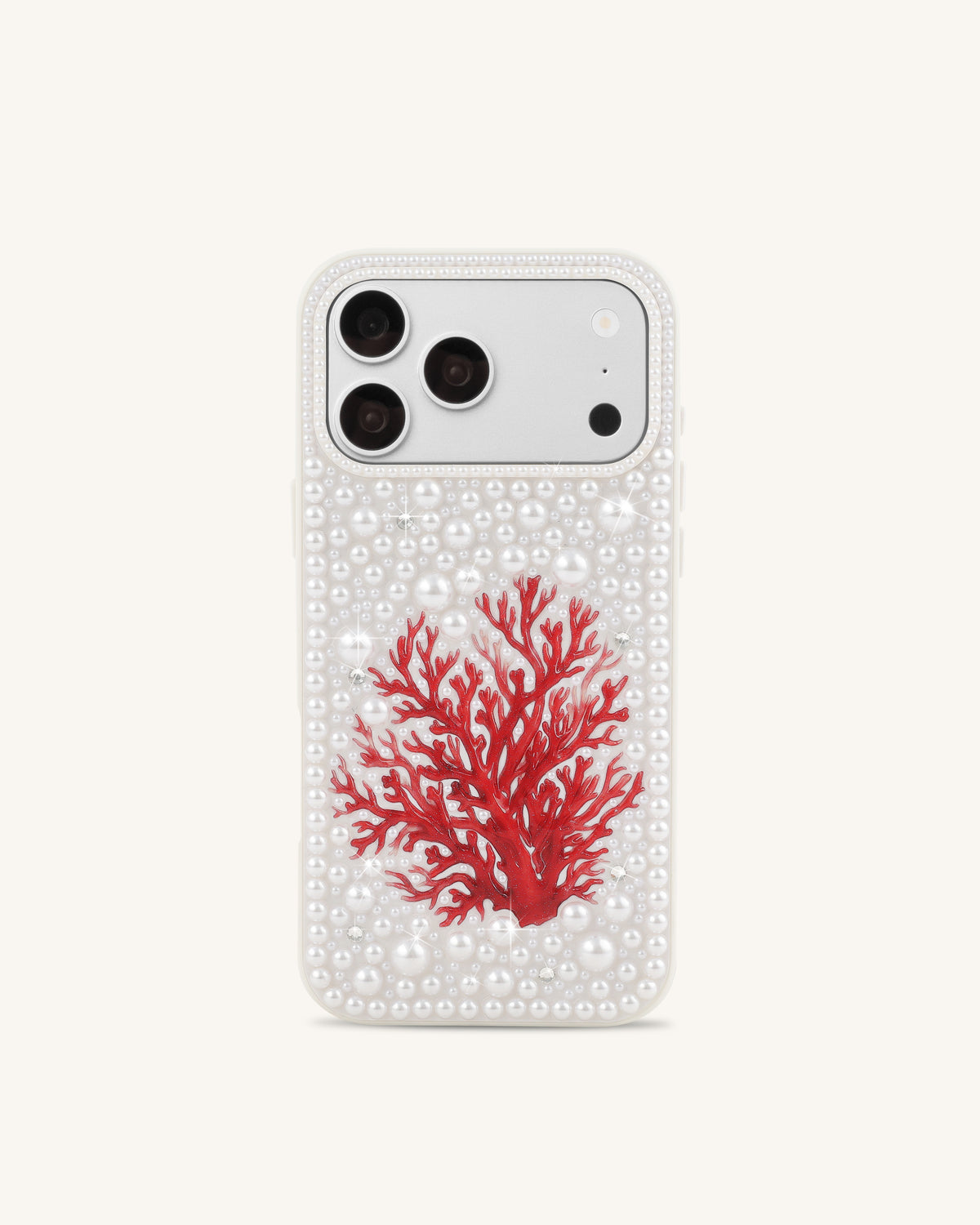 Red Coral Pearl Phone Case - White