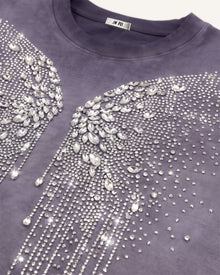 The Angelic Dripping Crystal Wings Tee - Smoke Purple