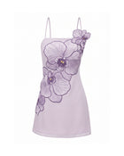 Orchid Appliqué Mini Dress - Light Purple