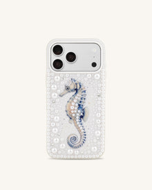 Seahorse Pearl Phone Case - White