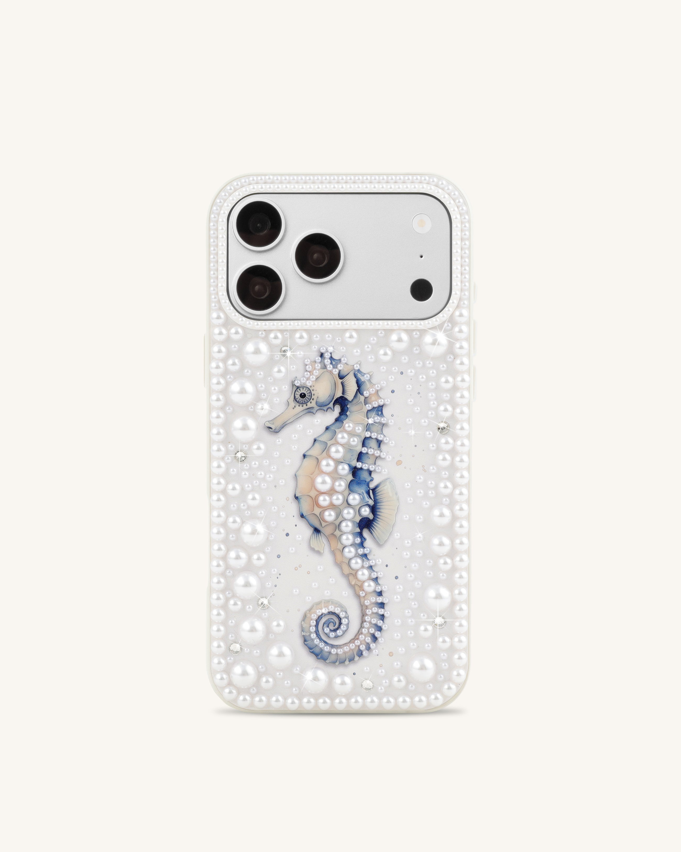 Seahorse Pearl Phone Case - White