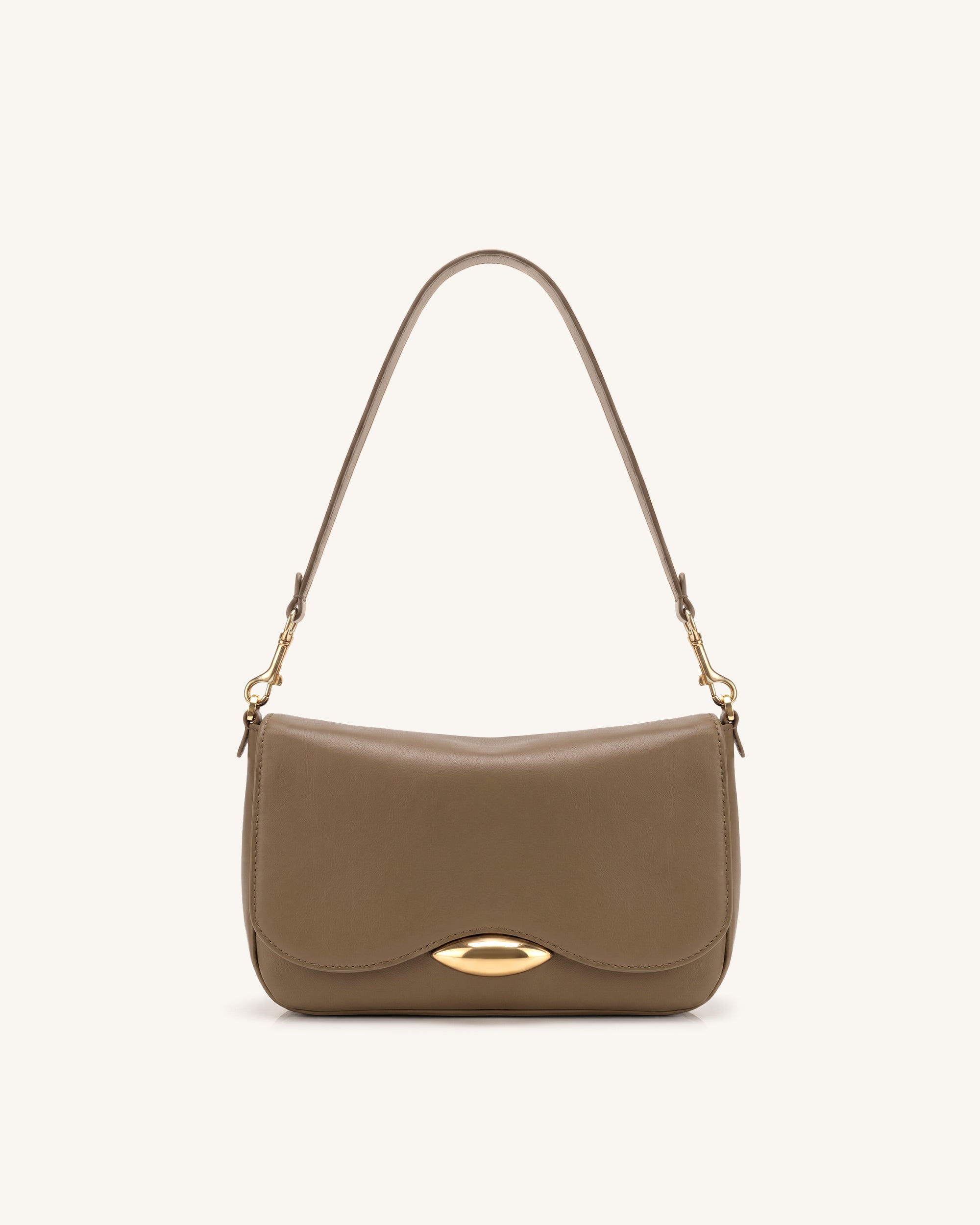 Sofia Classic Flap Shoulder Bag - Khaki Brown