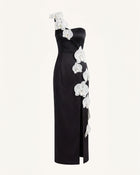 Orchid Embellished Cutout Slit Maxi Dress - Black