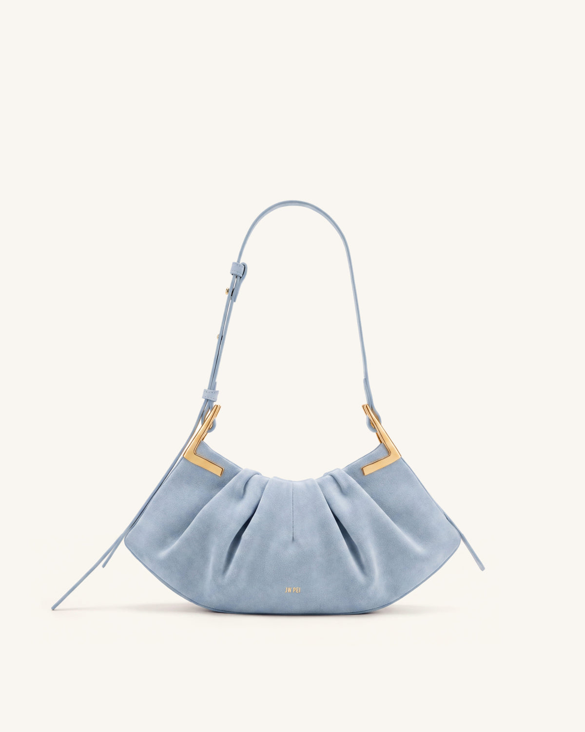 Amelia Faux Suede Pleated Shoulder Bag - Sky Blue