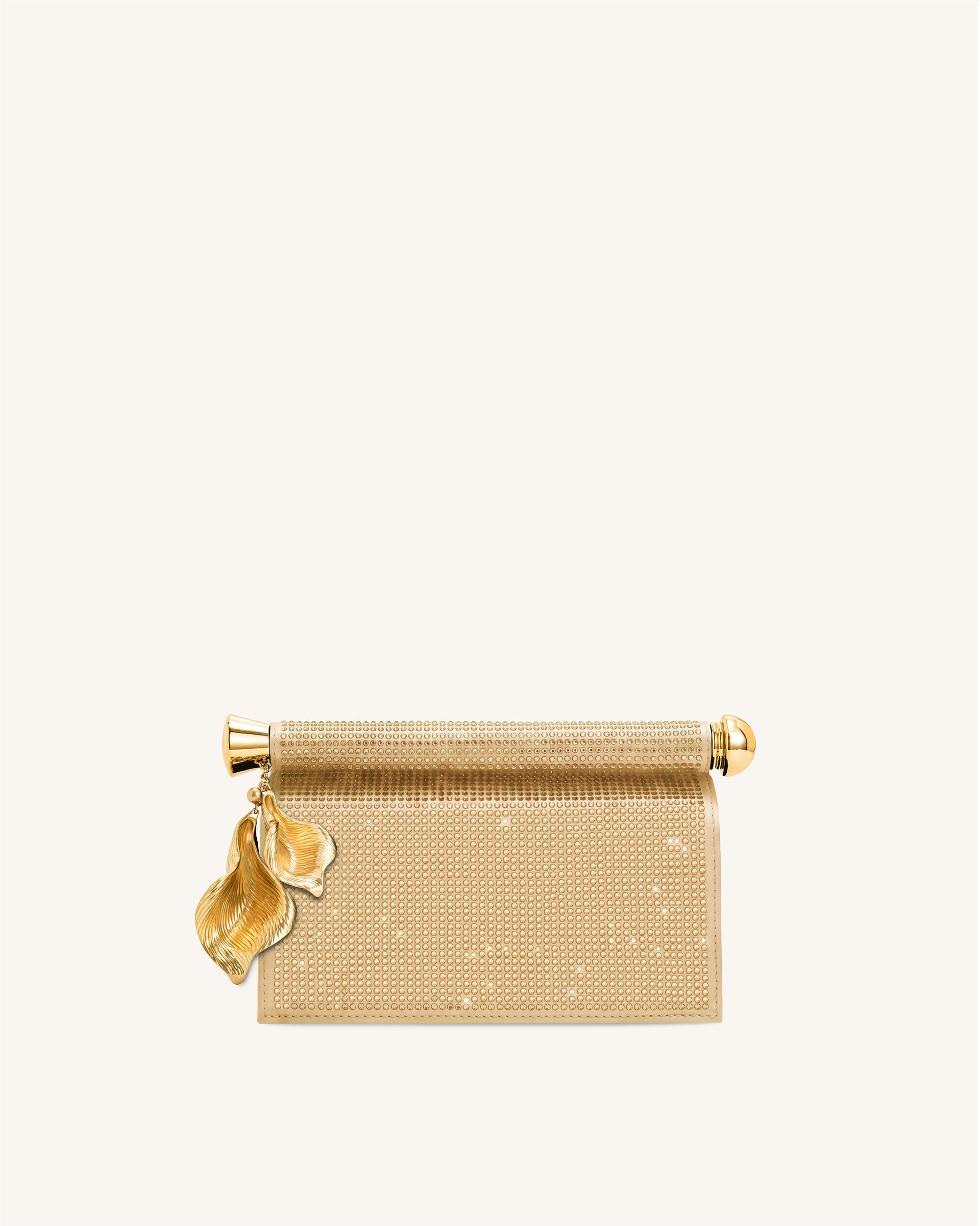 Holly Artificial Crystal Metal Pendant Embellished Clutch - Light Champagne