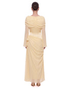 Embellished Waist Draped Maxi Dress - Butter Cream