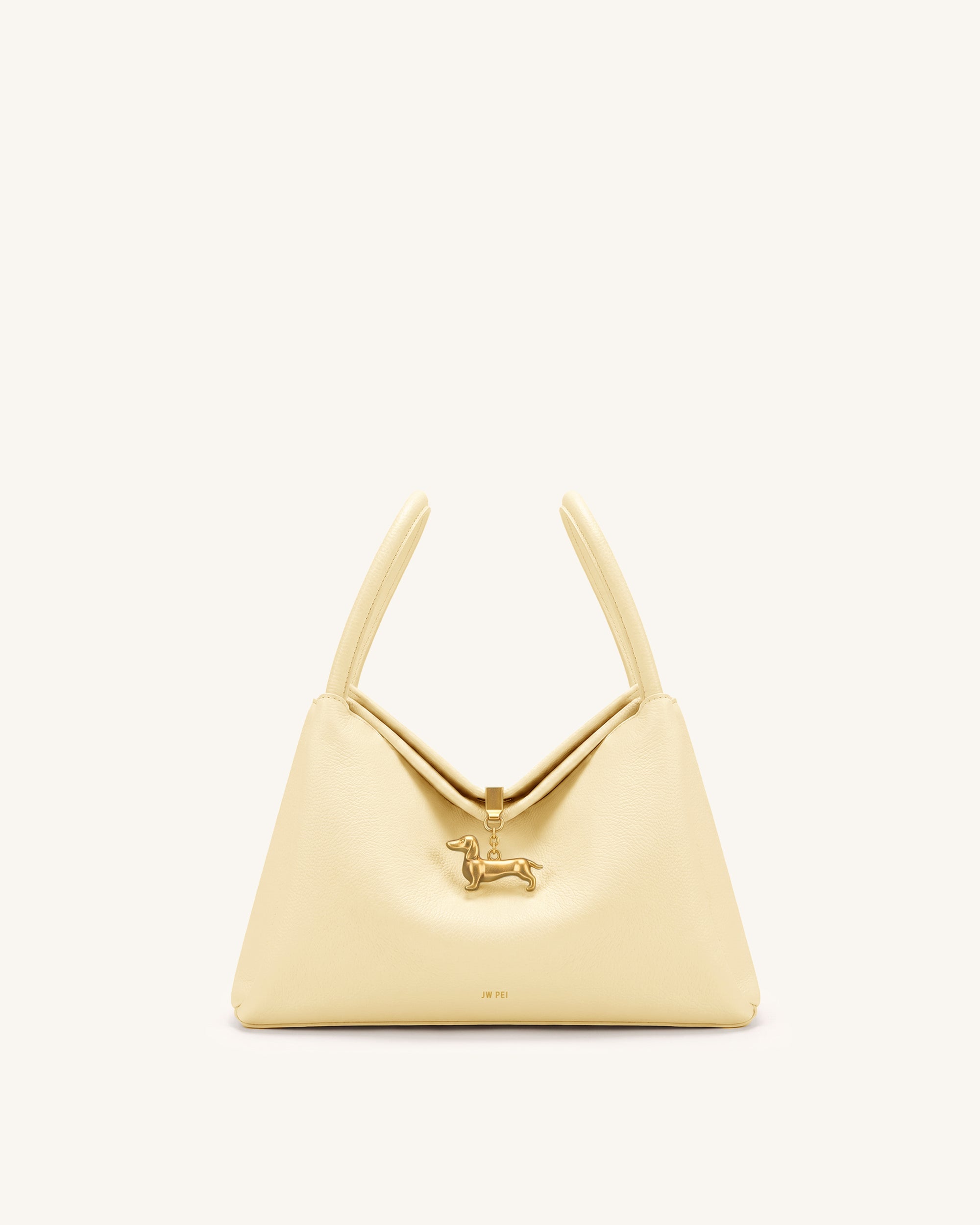 Maelle Dachshund Charm Double Handle Bag - Cream Yellow