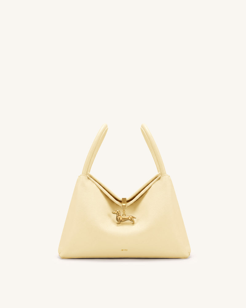 Maelle Dachshund Charm Double Handle Bag - Cream Yellow