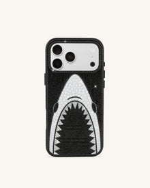 Shark Mouth Pearl Phone Case - Black