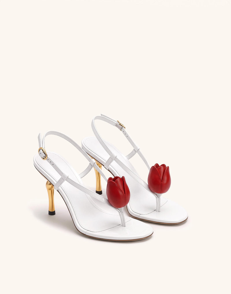 Amara 3D Tulip Toe-Post Heels - White