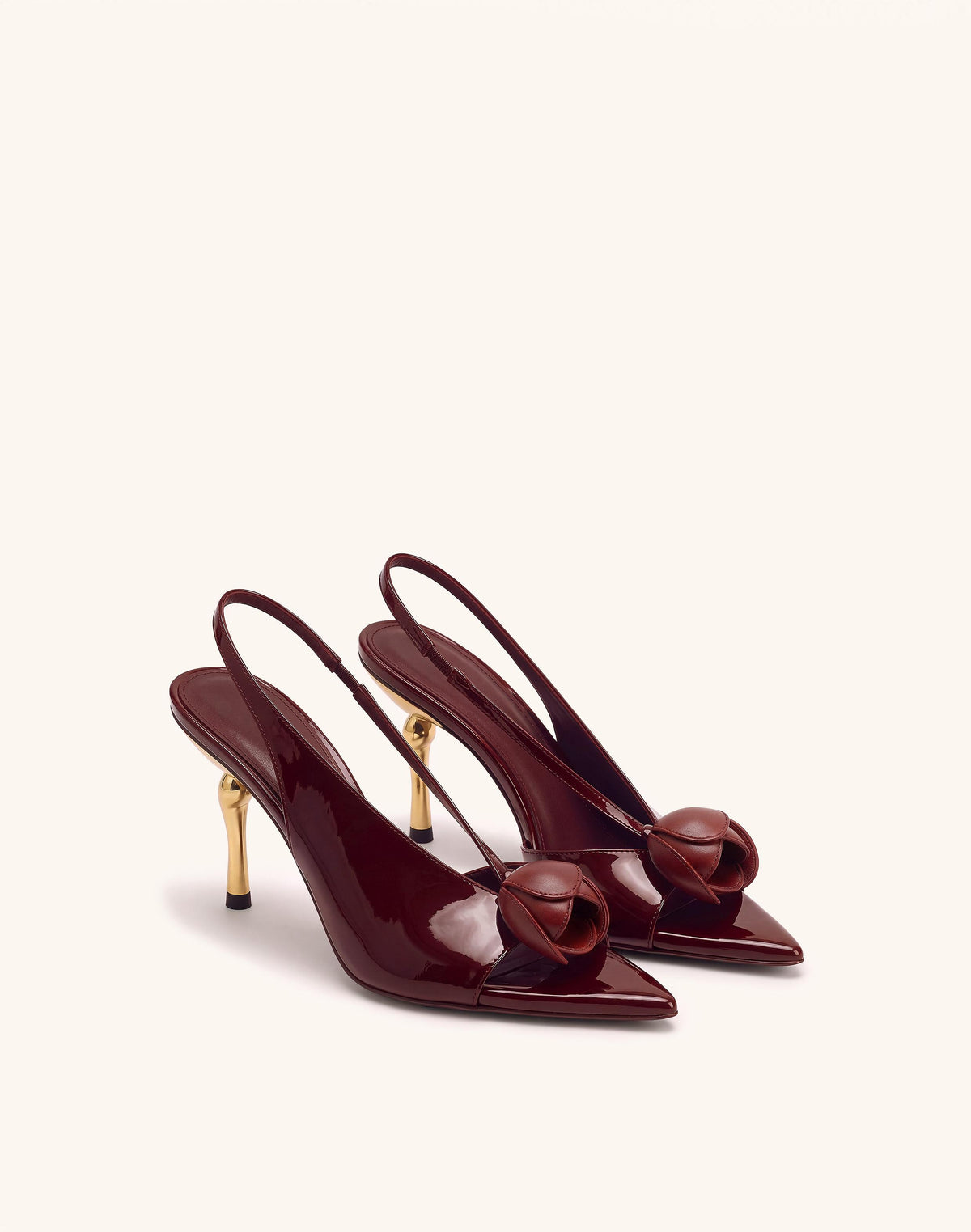 Amara 3D Tulip Slingback Heels - Burgundy