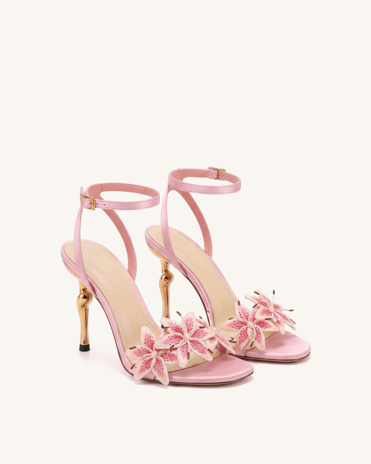 Isadora Lily Floral Heeled Sandals - Pink