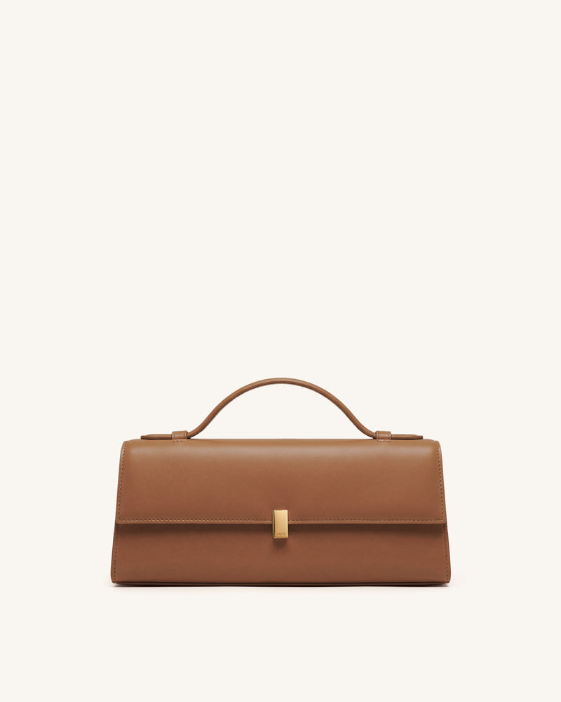 Delphine Flap Top Handle Bag - Terracotta Brown
