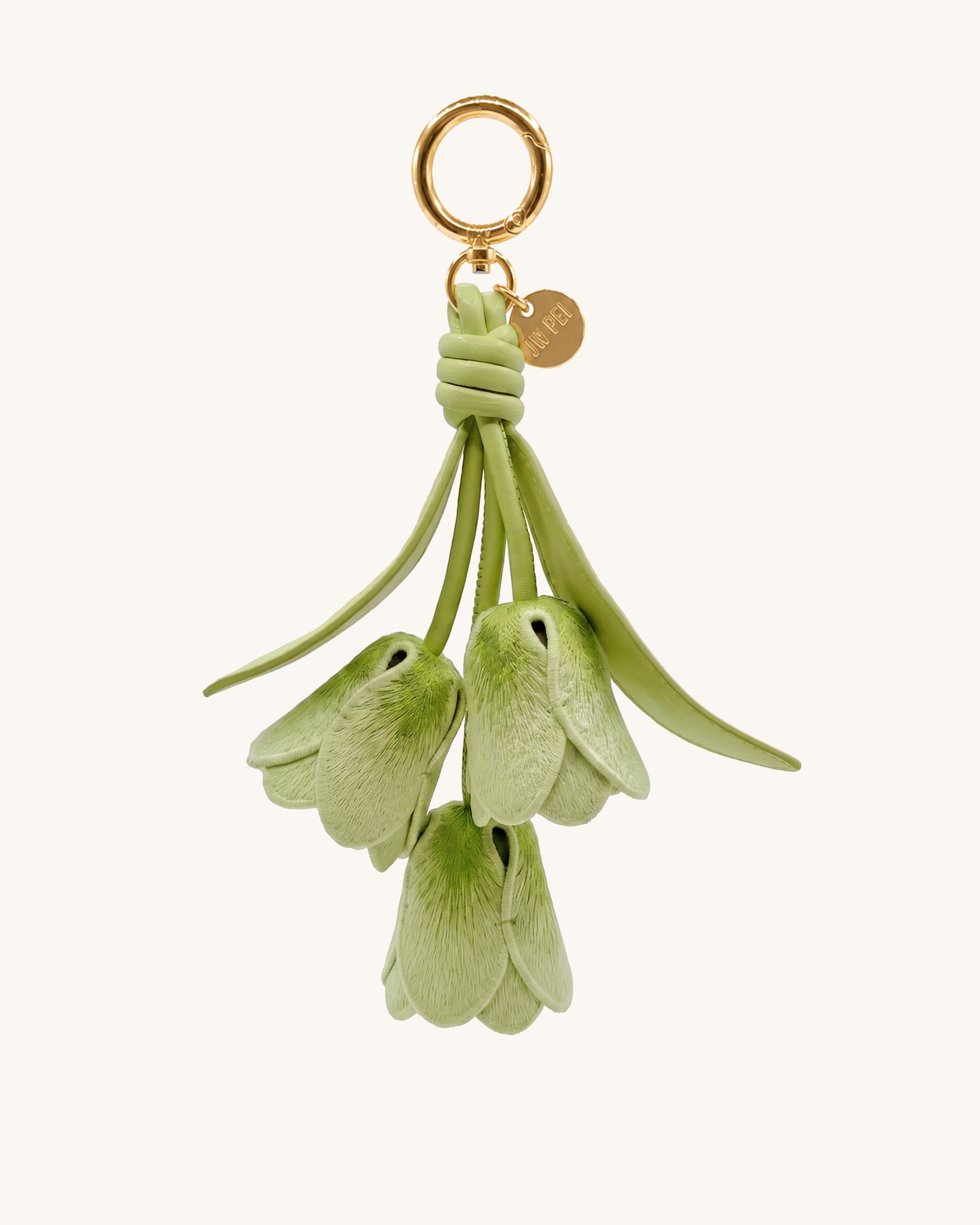 3D Embroidered Tulip Bag Charm - Green