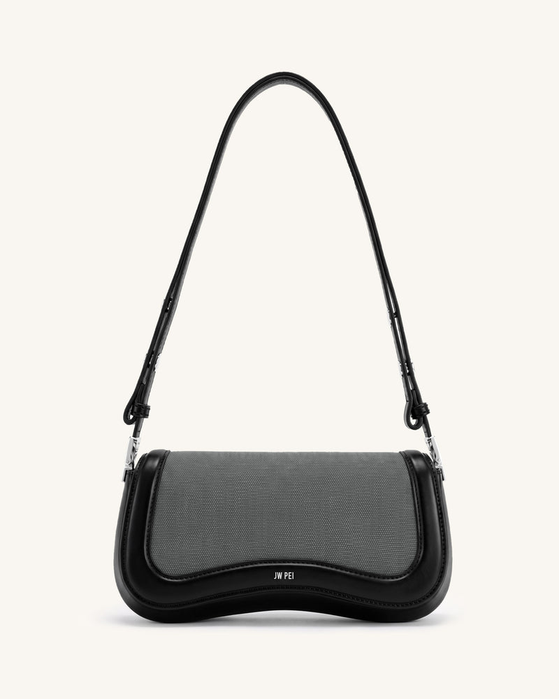 Joy Shoulder Bag - Black Grey Canvas