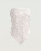 Orchid Embroidered Strapless Handkerchief Top - White