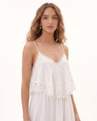 Cami Tiered Ruffle Lace Maxi Gown - White