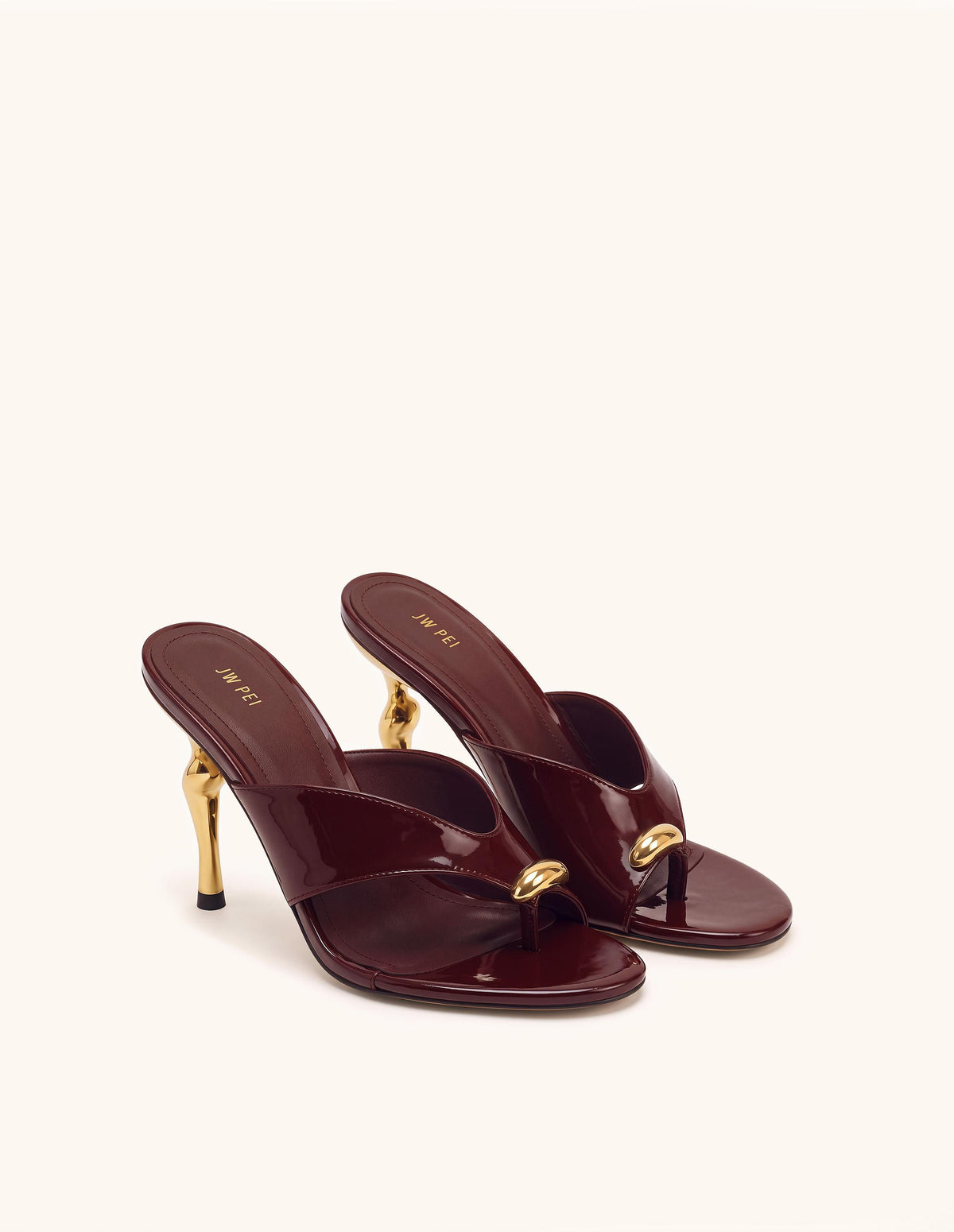 Noemi Cutout Square-Toe Metal Accent Sandals - Burgundy