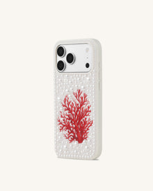 Red Coral Pearl Phone Case - White