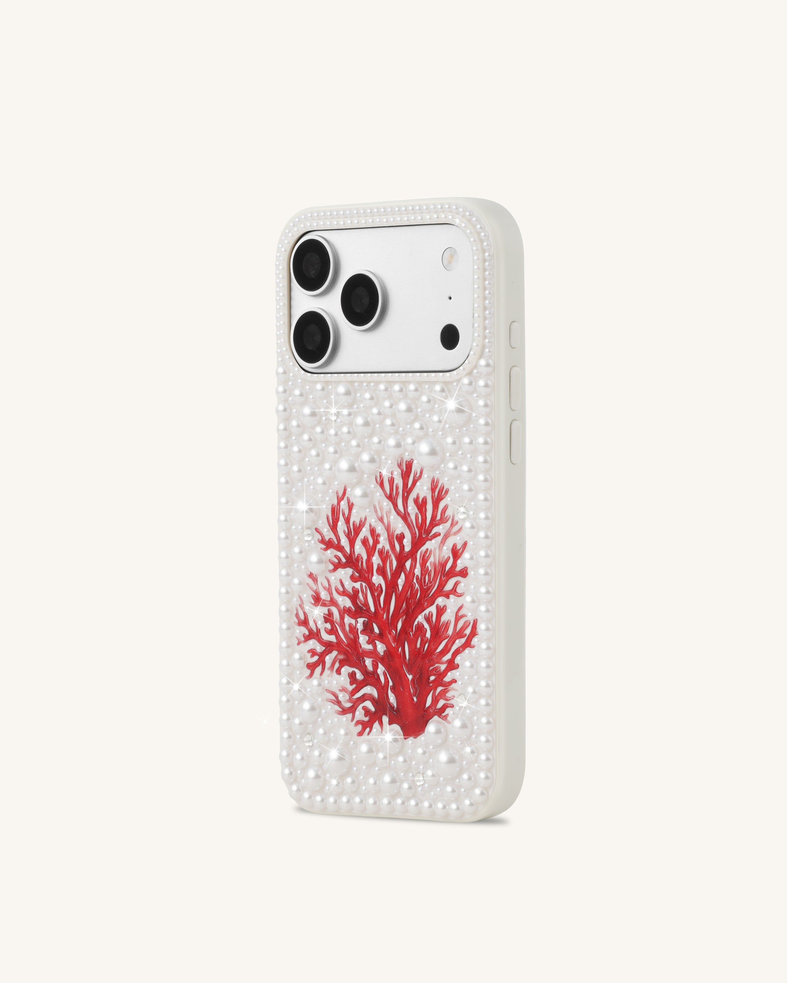 Red Coral Pearl Phone Case - White