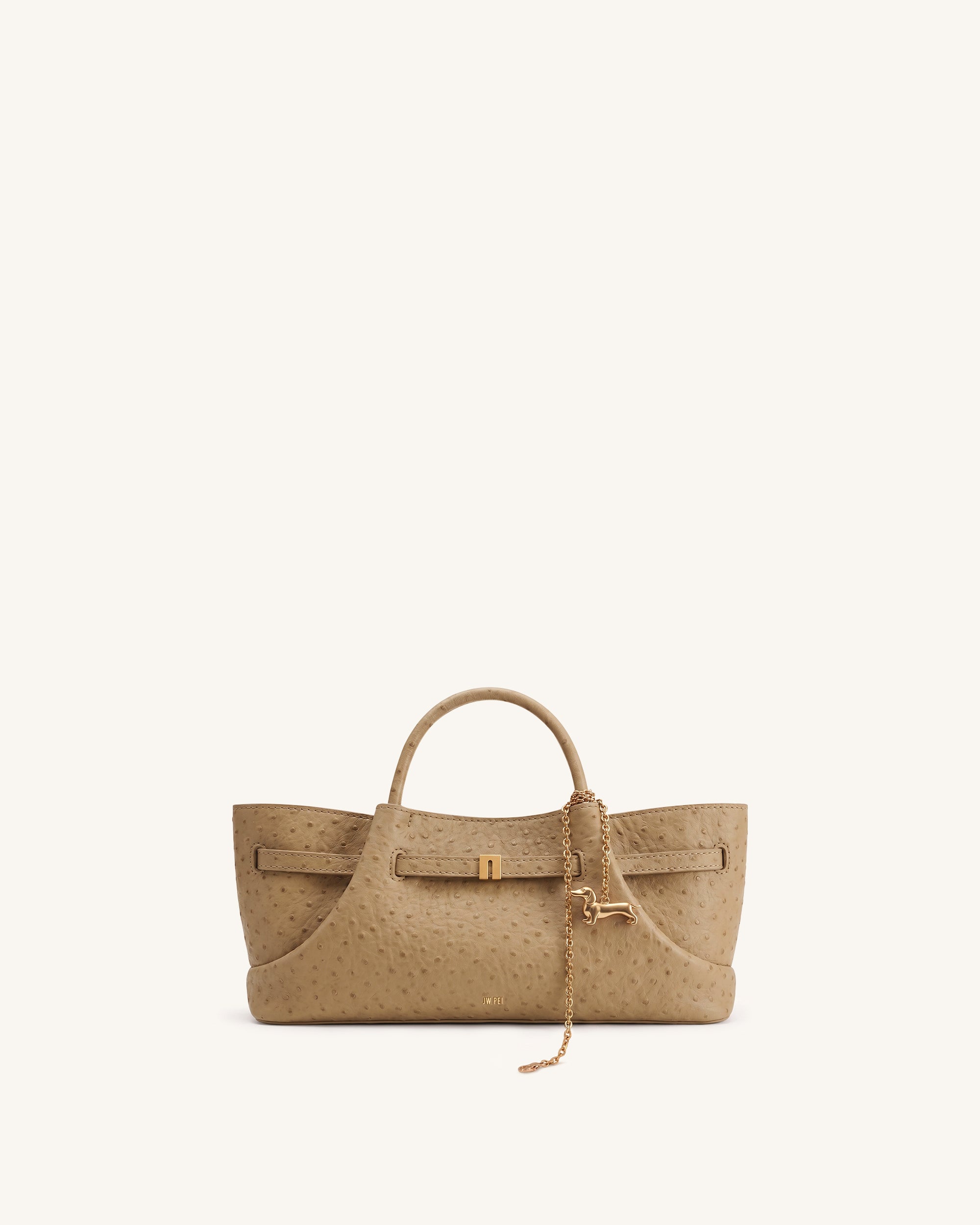 Maeve Dachshund Metal Charm Tote Bag - Brown