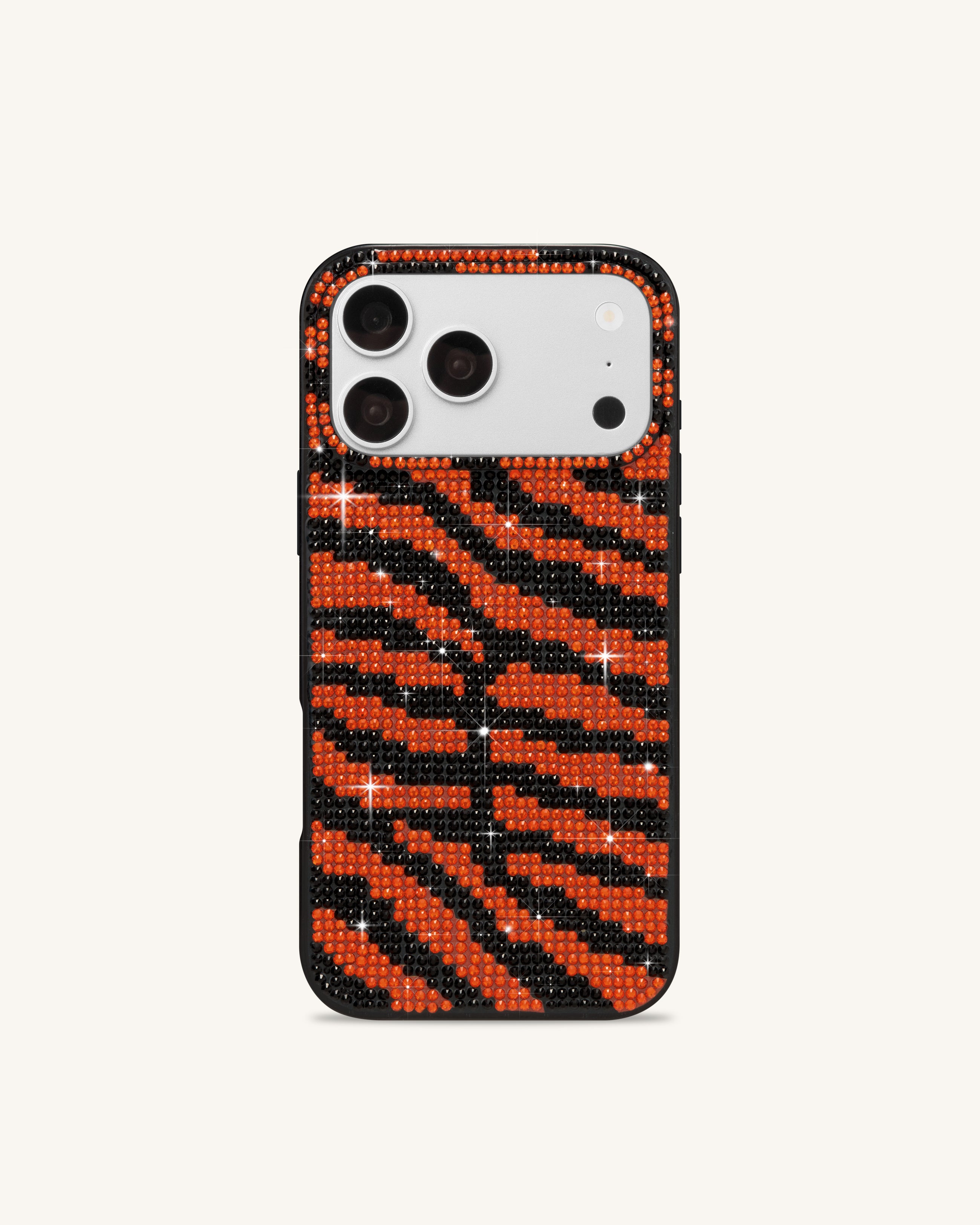 Tiger Stripe Artificial Crystal Phone Case - Black