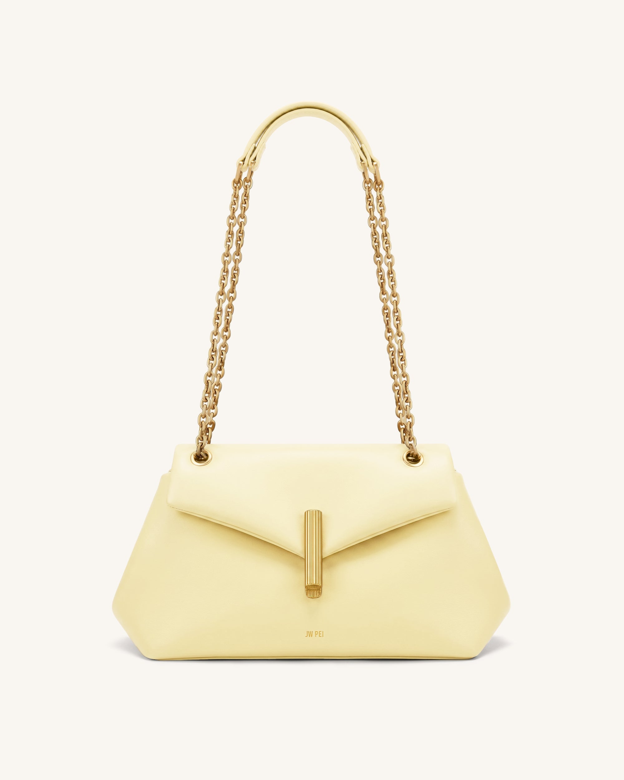 Valerie Chain Flap Shoulder Bag - Light Yellow