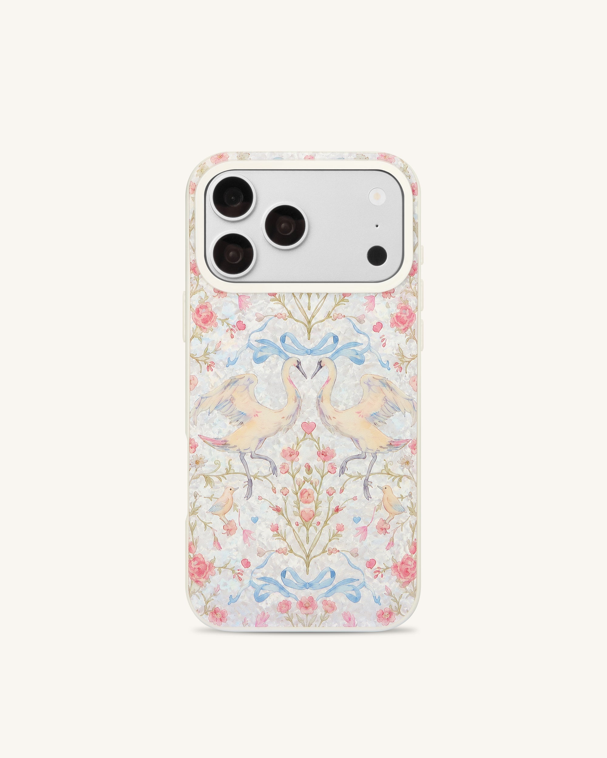 Vintage Romance Swan Pearl Shell Phone Case - White
