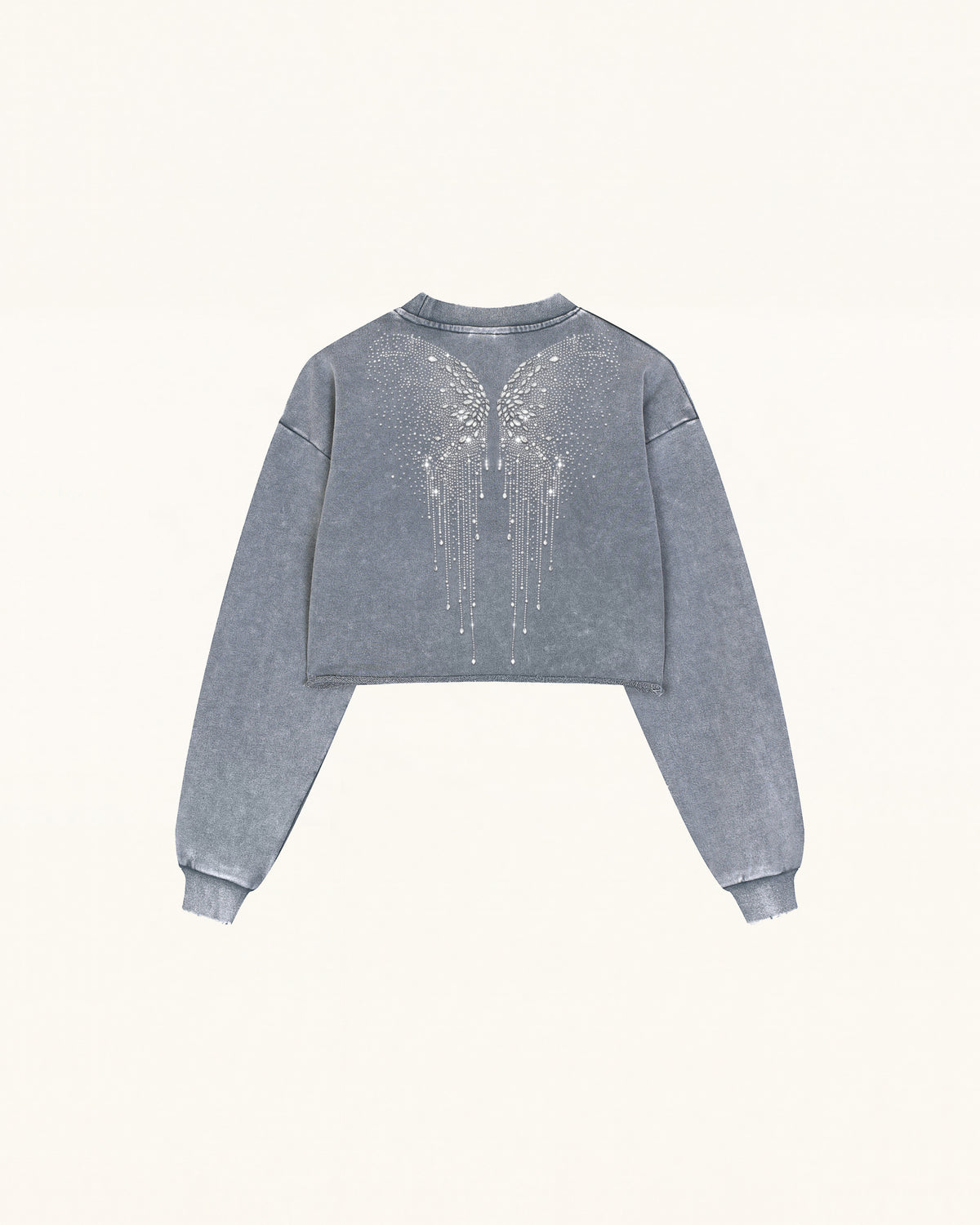 Angelic Dripping Crystal Wings Sweatshirt - Ash Cloud