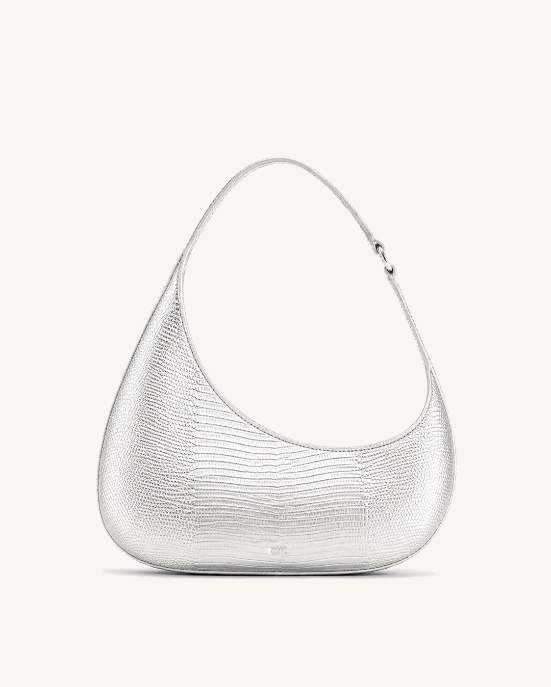 Harlee Faux Lizard-Embossed Shoulder Bag - Silver