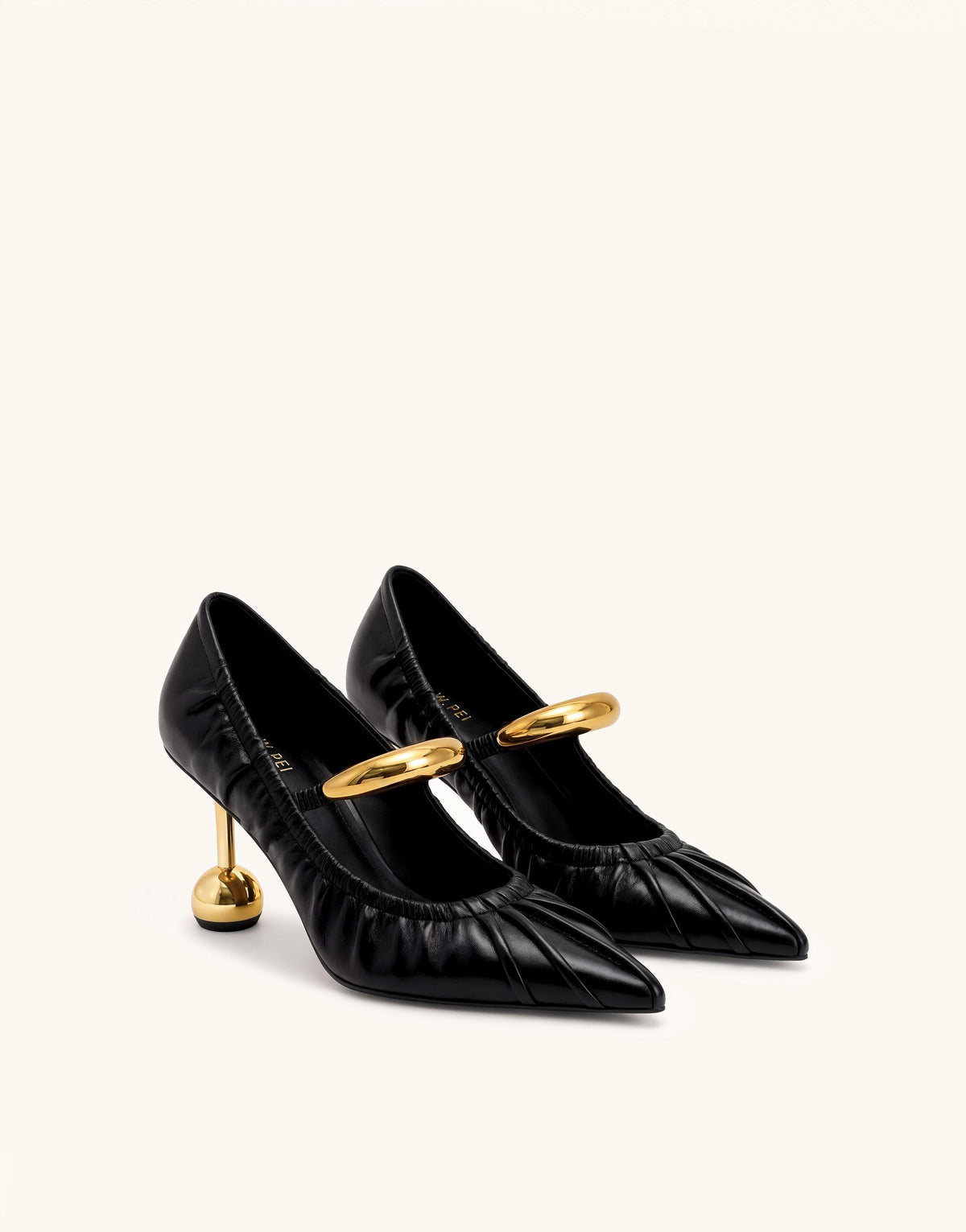 Helena Pierced Ruched Pointed-Toe Pumps - Black