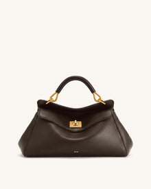Lucia Elongated Top Handle Bag - Dark Brown