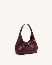 Maeve Dachshund Charm Slouchy Hobo Bag - Deep Burgundy