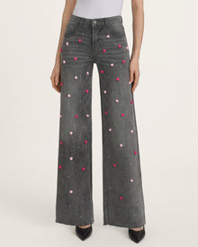 The Romantic Mini Rose Wide-Leg Jeans - Stormy Weather