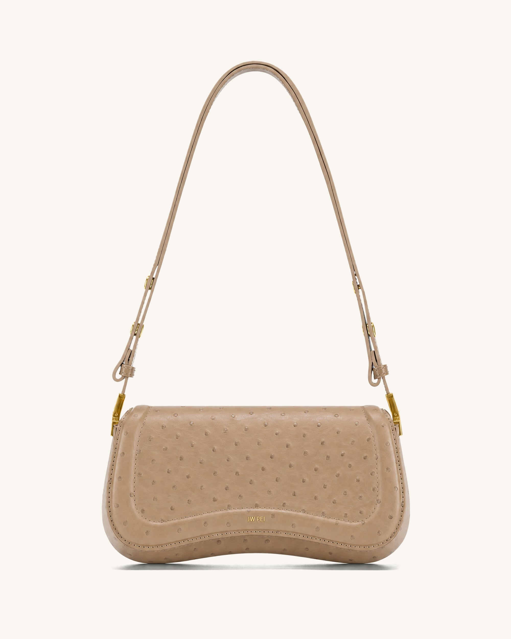 Joy Faux Ostrich Shoulder Bag - Camel Brown