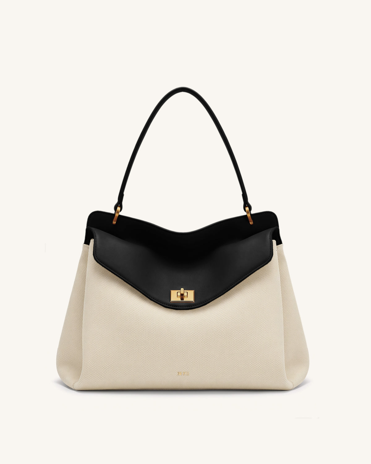 Lucia Turn-Lock Shoulder Bag - Black Canvas