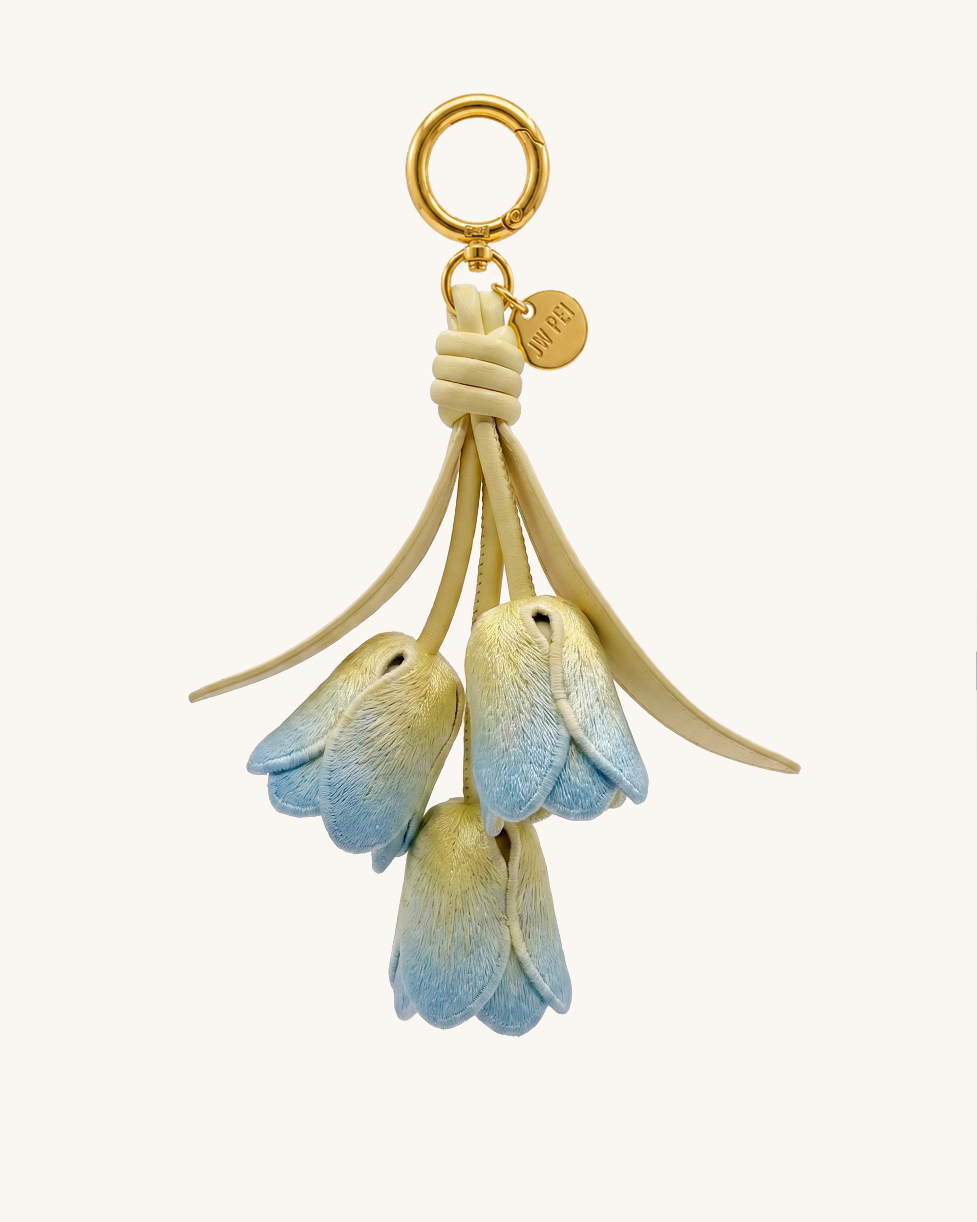 3D Embroidered Tulip Bag Charm - Light Gradient Yellow
