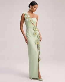 Orchid Embellished Cutout Slit Maxi Dress - Pistachio Green