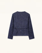 Sequin Tweed Jacket - Navy Blue
