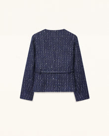 Sequin Tweed Jacket - Navy Blue